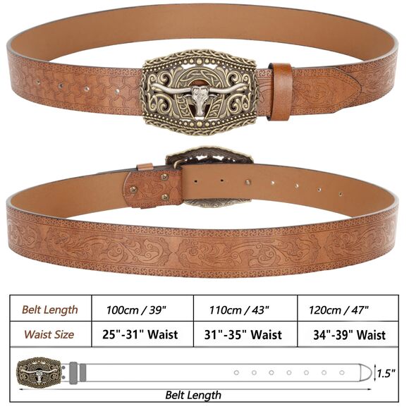 Womens-western Turquoise Buckles-belt Cowgirl Pu Leather Belts Vintage Western🖖 - Picture 5 of 6